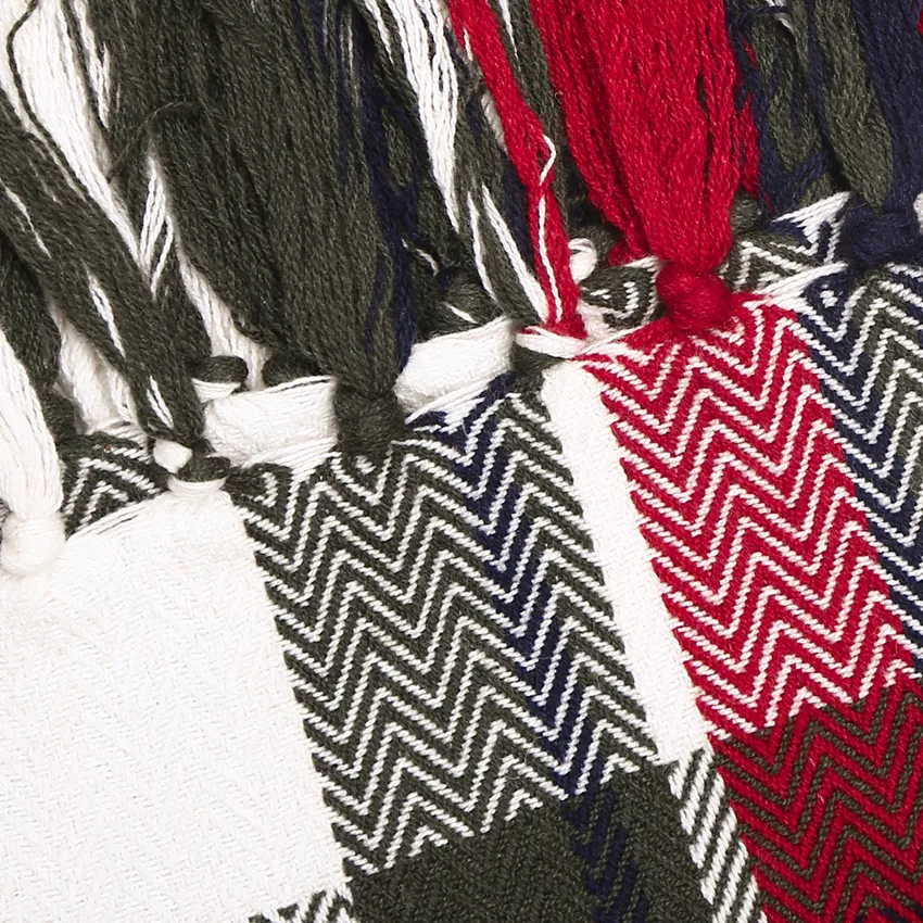 Plaid riciclato Hilda, Rosso scuro/Verde oliva