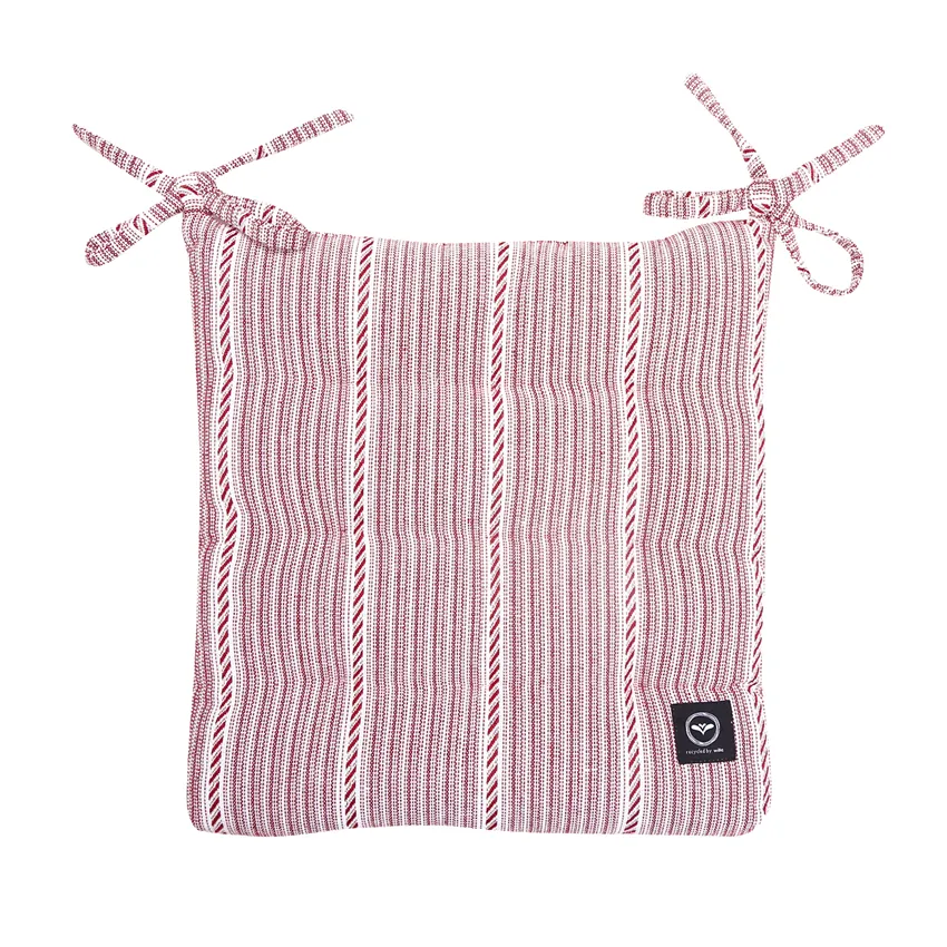 Cuscino per sedia riciclato Britta, Rosso scuro/Beige