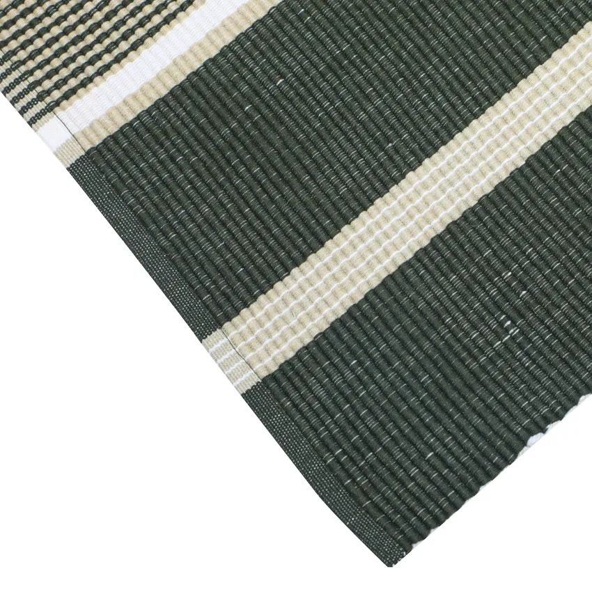 Tappeto rips riciclato Greta, Verde oliva/Lino