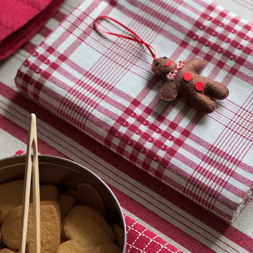 Tovaglia riciclata Mimmi, Lino/Rosso scuro