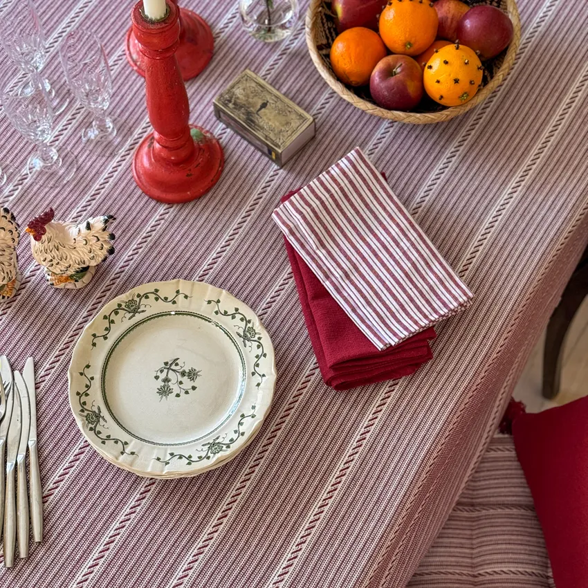 Tovagliolo riciclato 2 pezzi Alf, Rosso scuro/Bianco