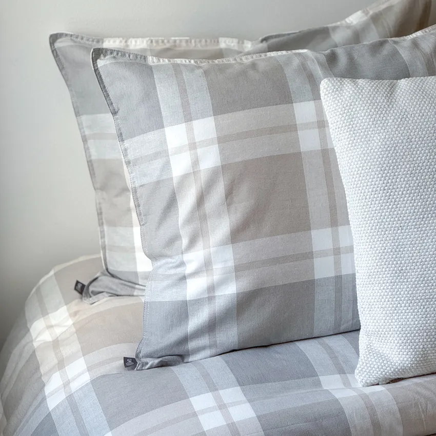 Set copripiumino 2 pezzi Algot, Sabbia/Grigio