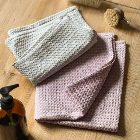 Asciugamano riciclato Mårten, Rosa chiaro/Bianco