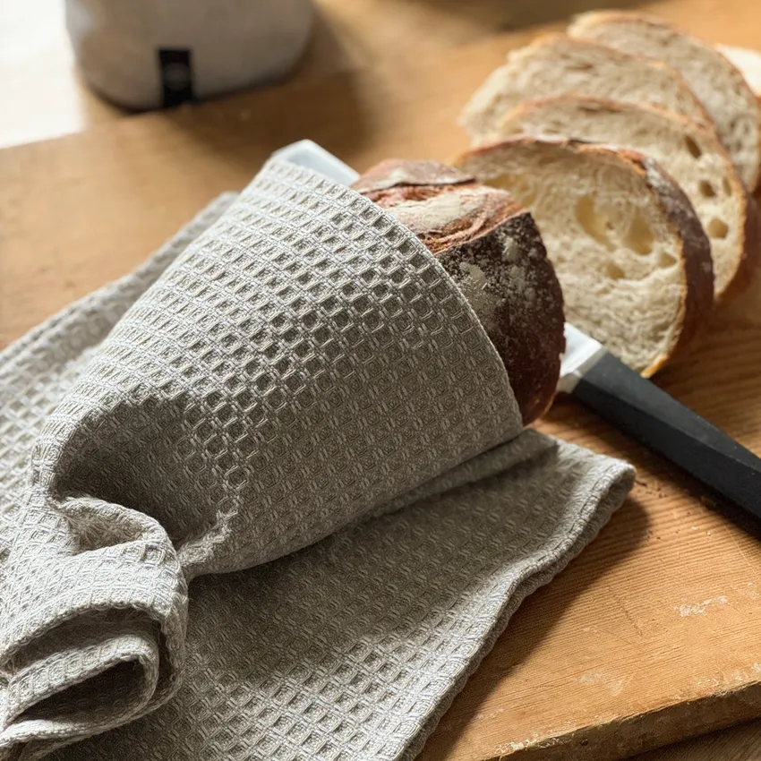 Asciugamano riciclato Mårten, Lino/Bianco