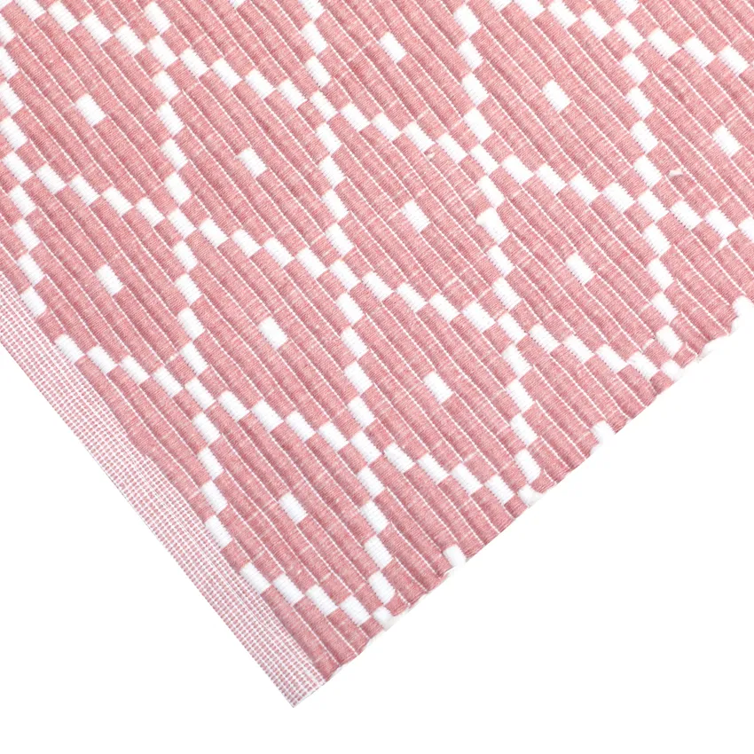 Tappeto rips riciclato Ella, Rosa chiaro/Bianco