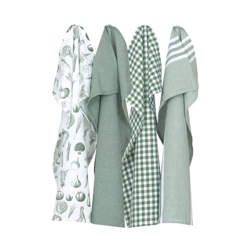 Strofinaccio da Cucina Riciclato Recycling Linnea, 4-scomparti, Bianco/Verde