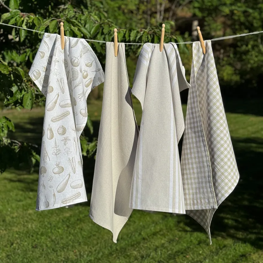 Strofinaccio da Cucina Riciclato Recycling Linnea, 4-scomparti, Bianco/lino