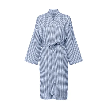 Accappatoio riciclato Wilma, Grigio-blu/Bianco