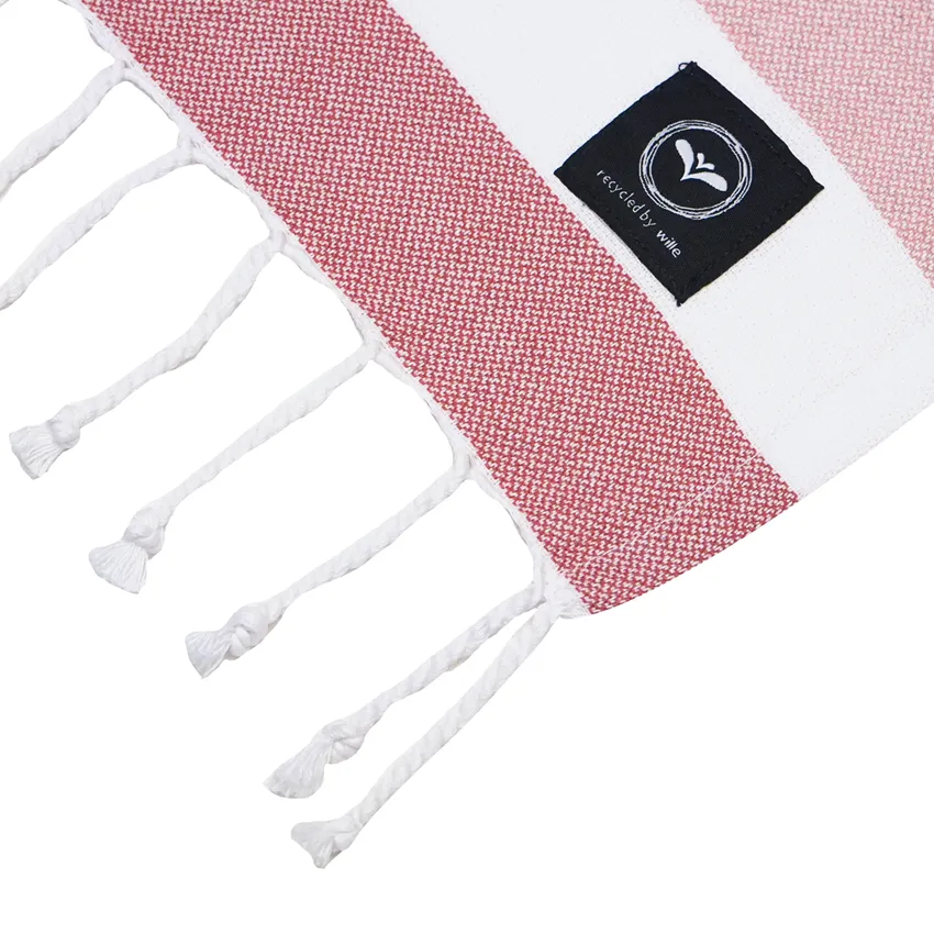 Riciclato Hamam Telo bagno Axel, Rosa/Bianco