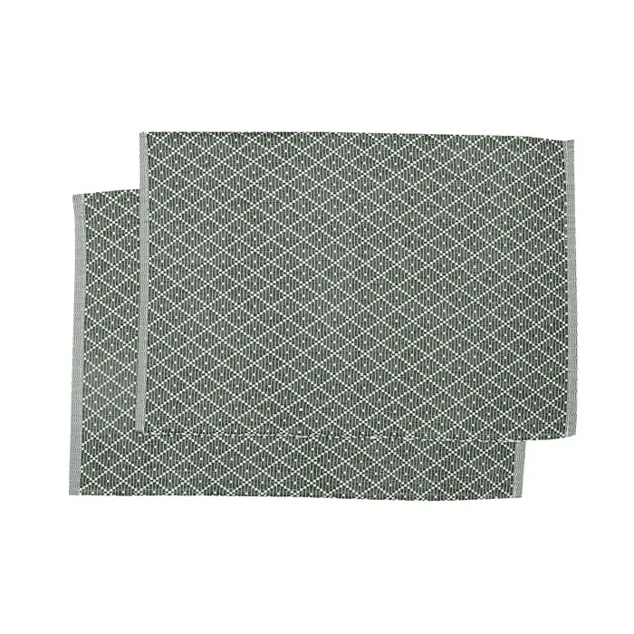 Tovaglietta riciclata 2-pack Ella, Verde oliva/Beige