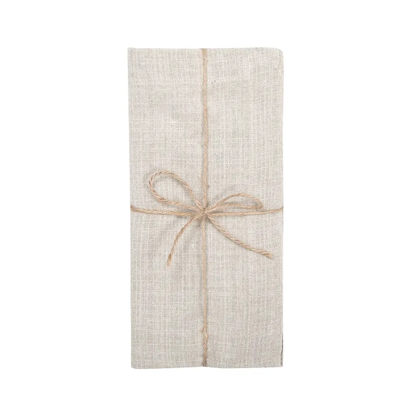 Tovagliolo riciclato 2 pezzi Meja, Lino/Bianco