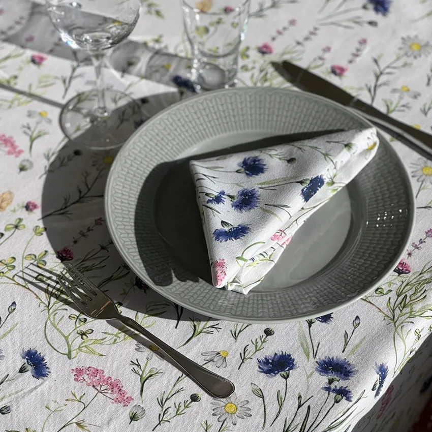 Tovagliolo riciclato 2 pezzi Hilma, Blu/Verde