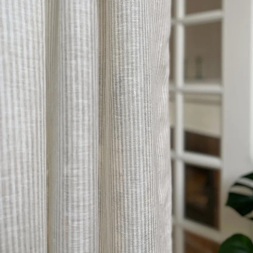 Tenda 2 pezzi Laura, Lino/Off-White