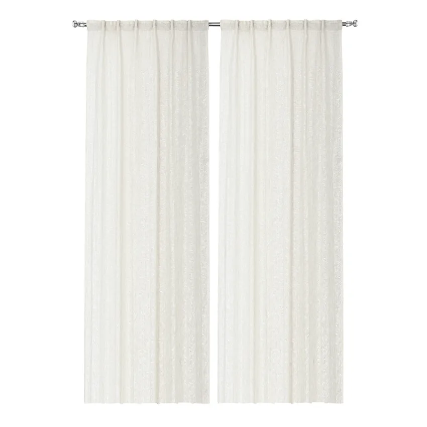 Tenda 2 pezzi Laura, Lino/Off-White