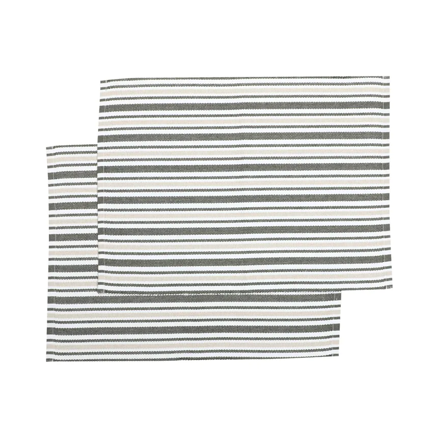 Tovaglietta riciclata 2-pack Casper, Verde oliva/Beige