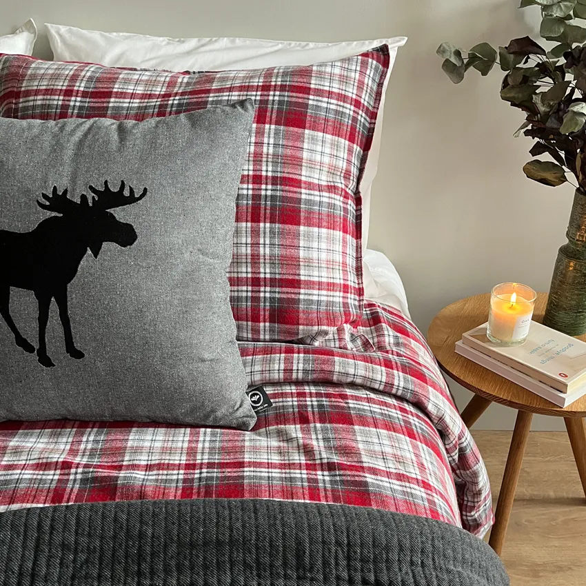 Set copripiumino 2 pezzi Åre, Rosso/Bianco