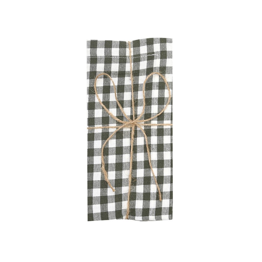 Återvunnen Servett 2-pack Bella, Olivgrön/Beige