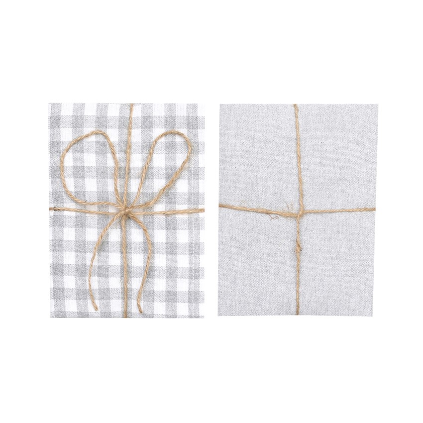 Återvunnen Kökshandduk 2-pack Bella, Ljusgrå/Vit