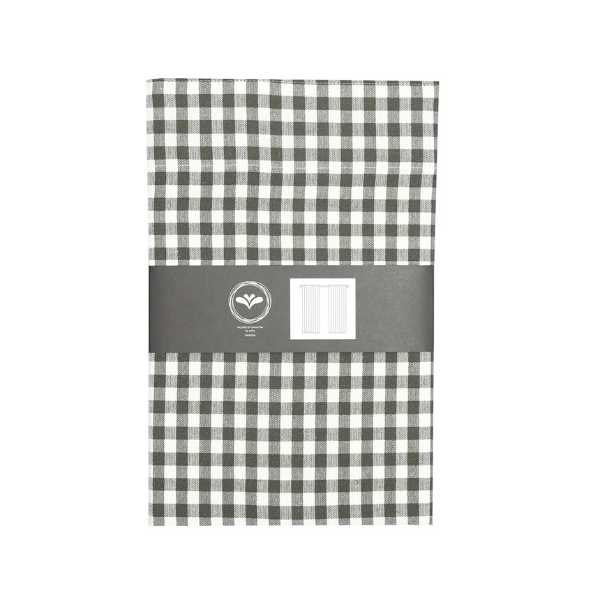 Återvunnen Gardinlängd 2-pack Bella, Olivgrön/Beige