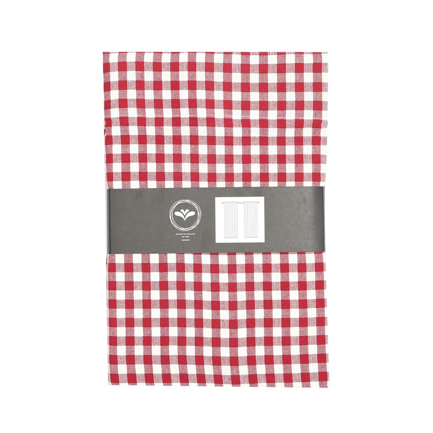 Återvunnen Gardinlängd 2-pack Bella, Mörkröd/Beige