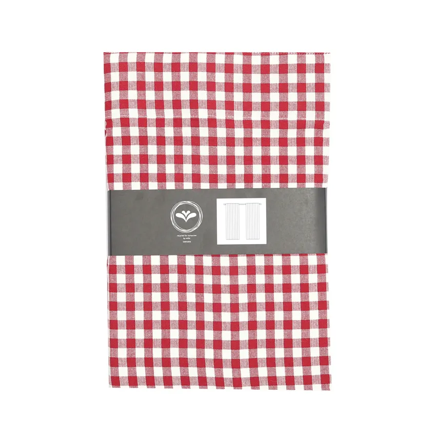 Återvunnen Gardinlängd 2-pack Bella, Mörkröd/Beige