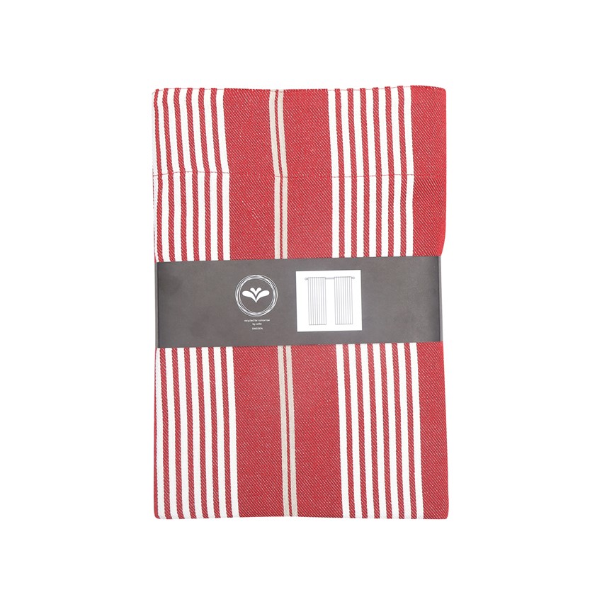 Återvunnen Gardinlängd 2-pack Hampus, Mörkröd/Linne