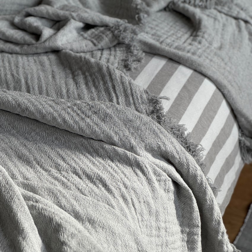 Återvunnet Överkast Clara, Ljusgrå/Beige