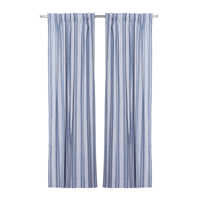 Återvunnen Gardinlängd 2-pack Hampus, Gråblå/Linne
