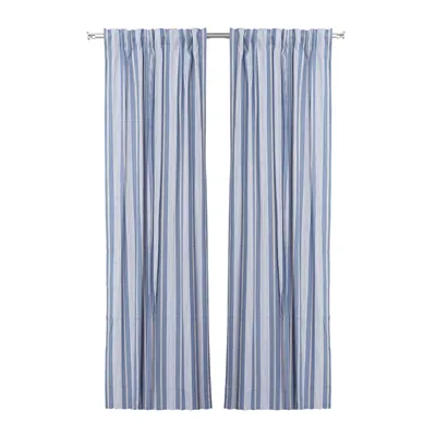 Återvunnen Gardinlängd 2-pack Hampus, Gråblå/Linne