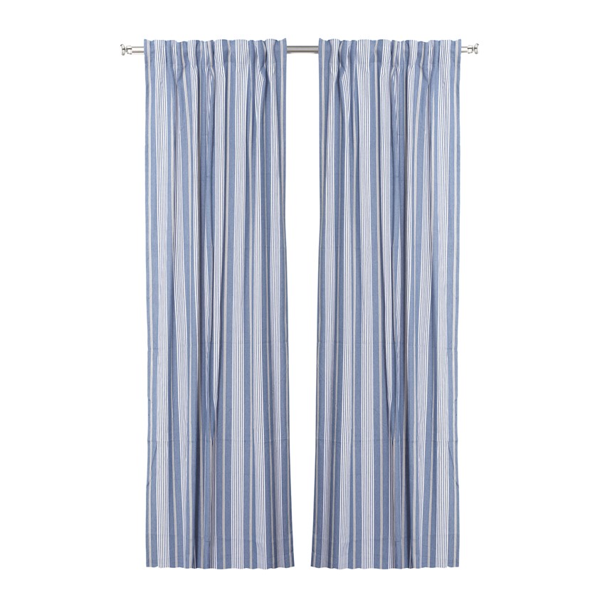 Återvunnen Gardinlängd 2-pack Hampus, Gråblå/Linne