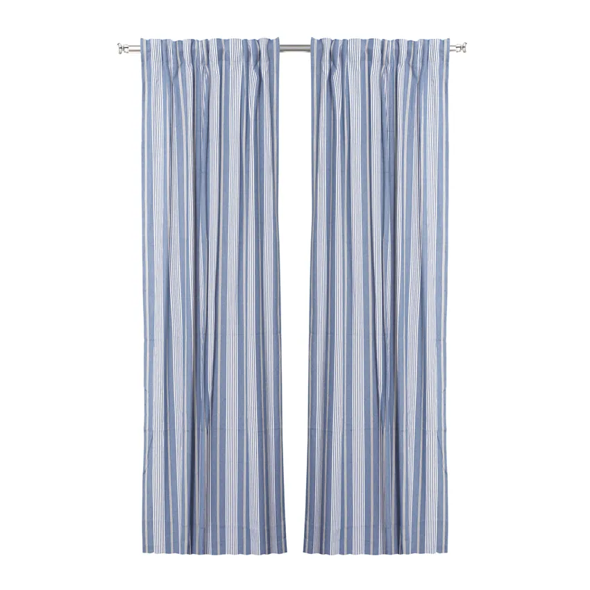 Återvunnen Gardinlängd 2-pack Hampus, Gråblå/Linne