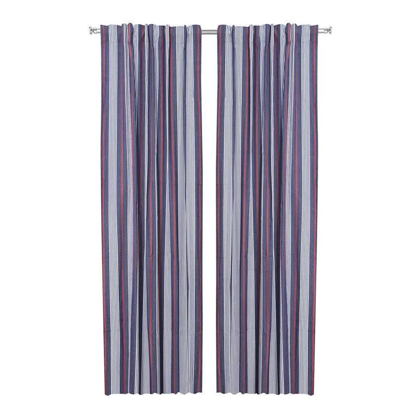 Återvunnen Gardinlängd 2-pack Hampus, Marinblå/Röd