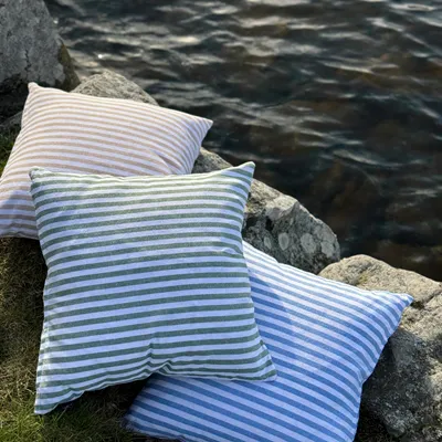 Återvunnet Kuddfodral Melker, Grön/Vit