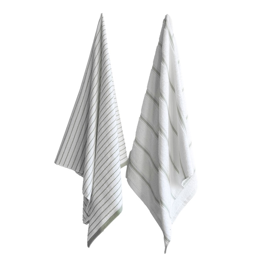 Badhandduk Visby, 2-sortering, Grön/Vit