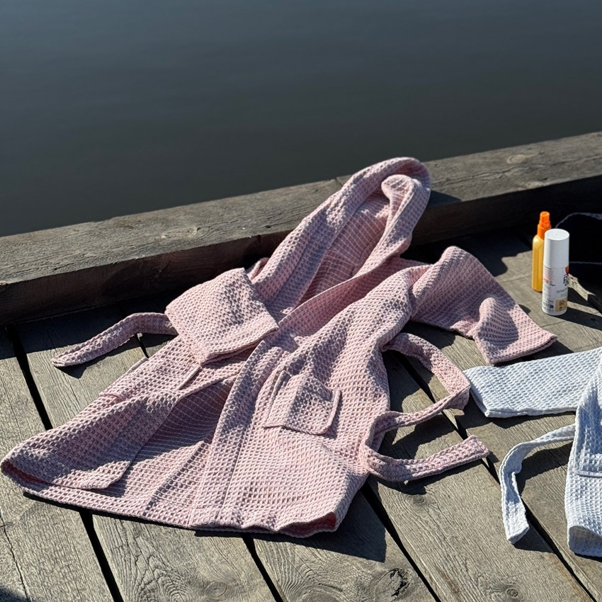 Återvunnen Barnbadrock Wilma, Ljusrosa/Beige