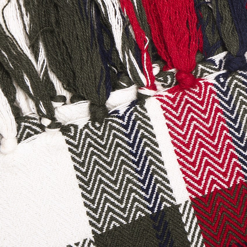 Återvunnen Pläd Hilda, Mörkröd/Olivgrön