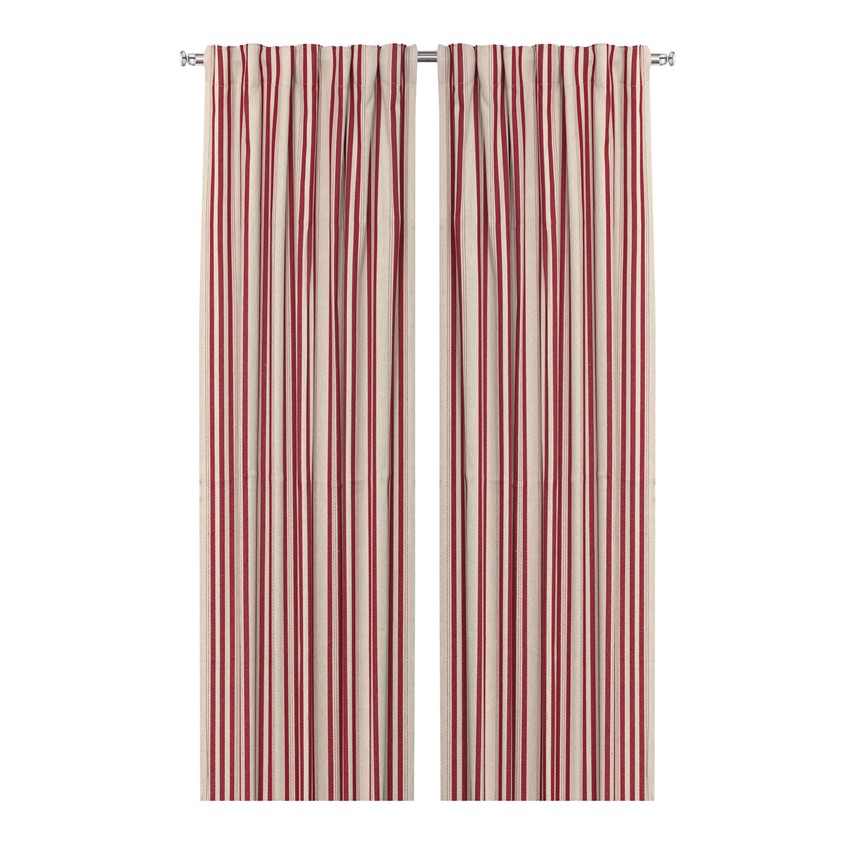 Återvunnen Gardinlängd 2-pack Isabell, Linne/Mörkröd