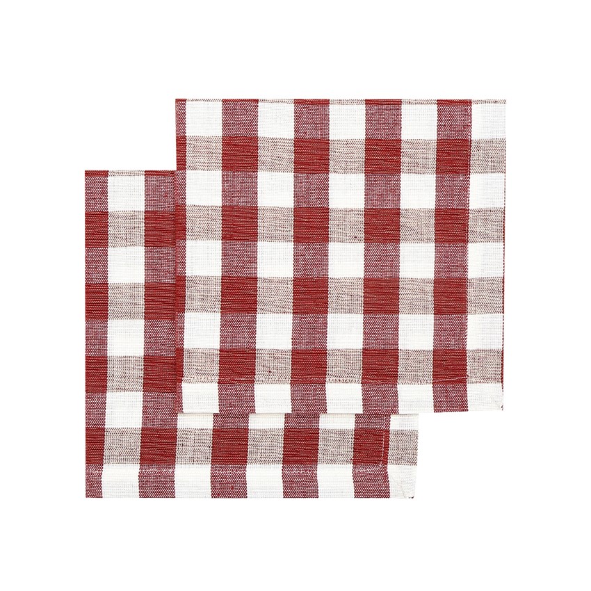 Återvunnen Servett 2-pack Börje, Mörkröd/Beige