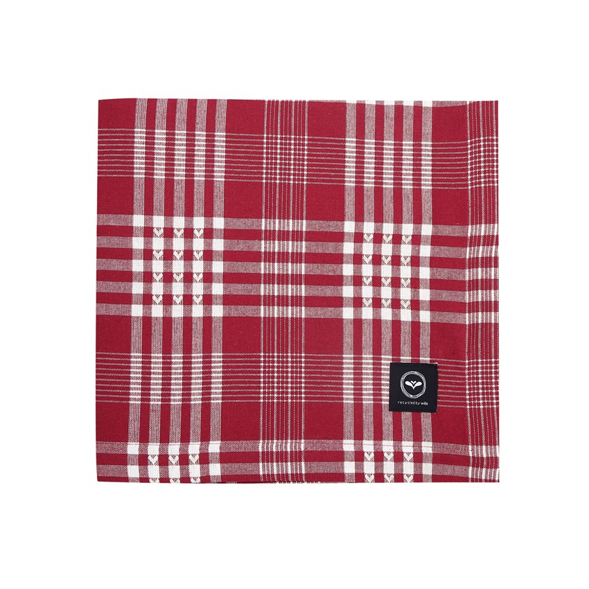 Återvunnen Duk Mimmi, Mörkröd/Beige