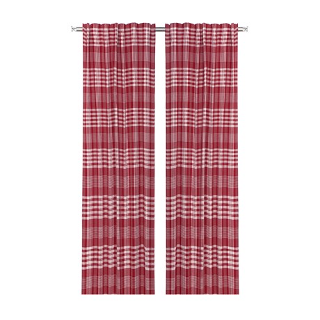 Återvunnen Gardinlängd 2-pack Mimmi, Mörkröd/Beige