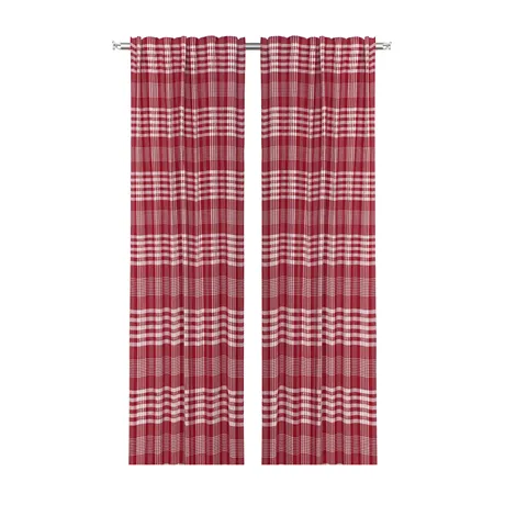 Återvunnen Gardinlängd 2-pack Mimmi, Mörkröd/Beige