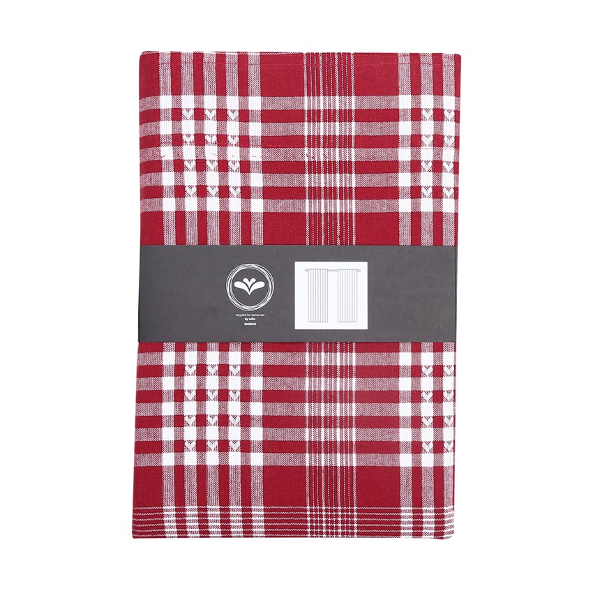 Återvunnen Gardinlängd 2-pack Mimmi, Mörkröd/Beige