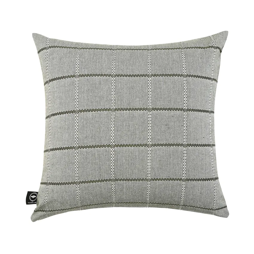Återvunnet Kuddfodral Nora, Olivgrön/Beige