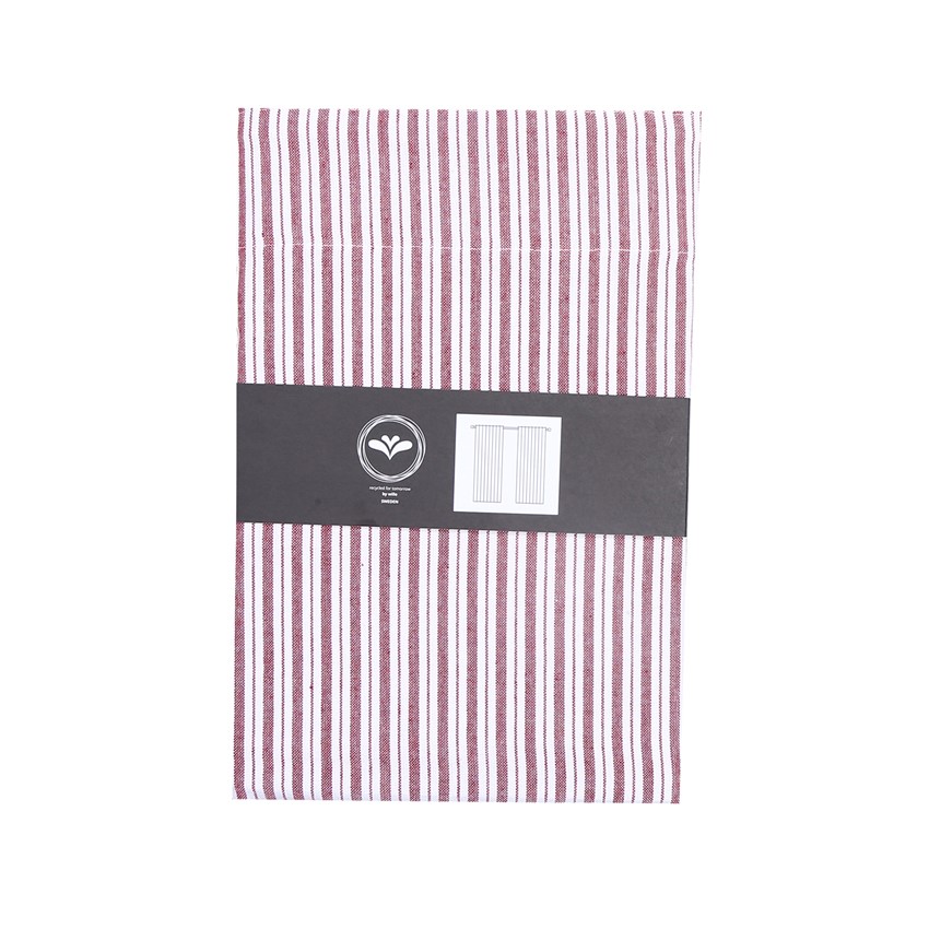 Återvunnen Gardinlängd 2-pack Alf, Mörkröd/Vit