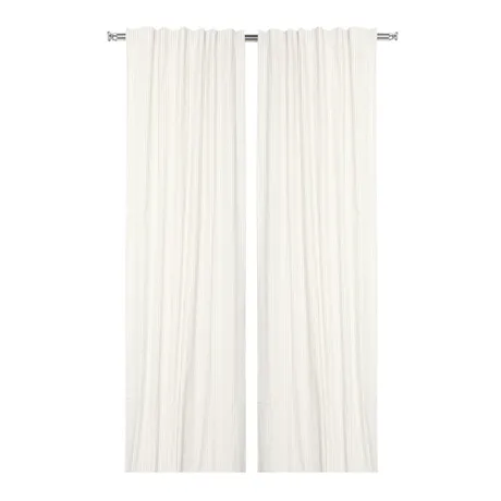 Återvunnen Gardinlängd 2-pack Alf, Linne/Beige