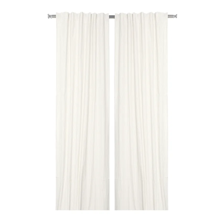 Återvunnen Gardinlängd 2-pack Alf, Linne/Beige