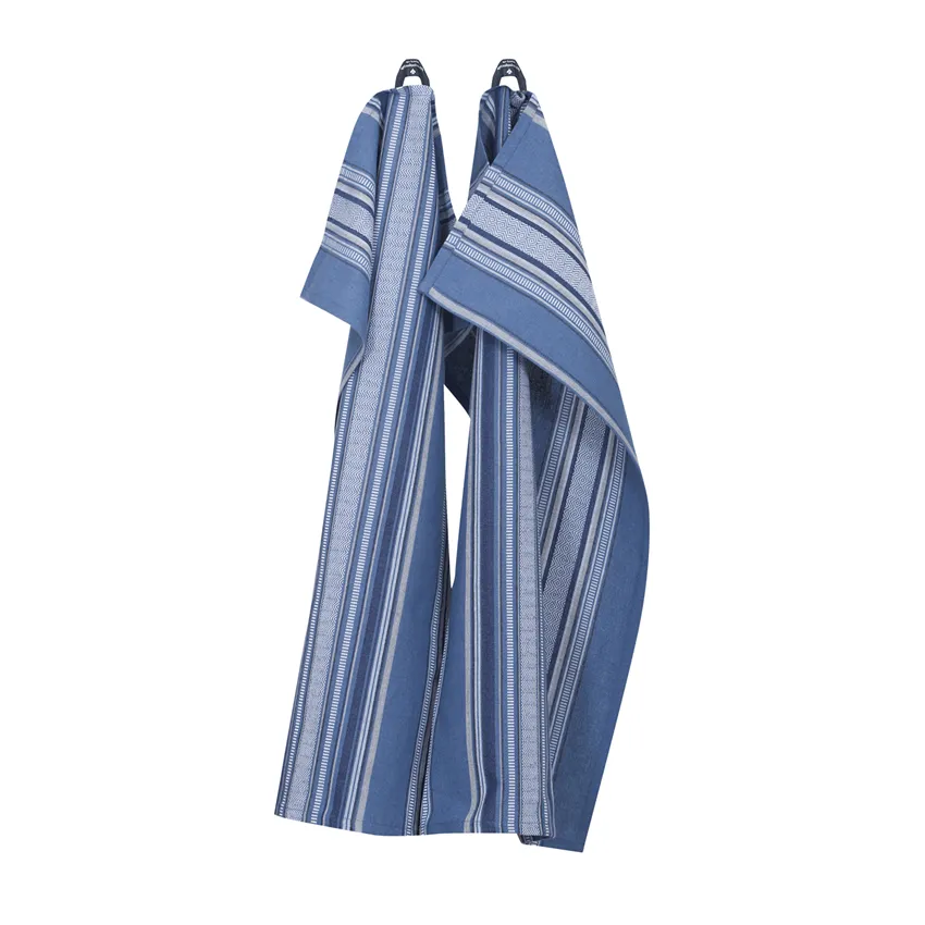 Återvunnen Kökshandduk 2-pack Boda, Gråblå/Mörkblå