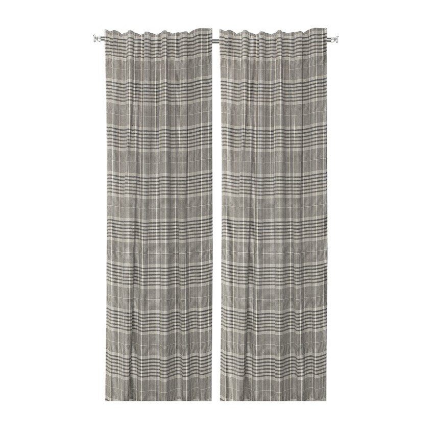 Återvunnen Gardinlängd 2-pack Harald, Linne/Brun