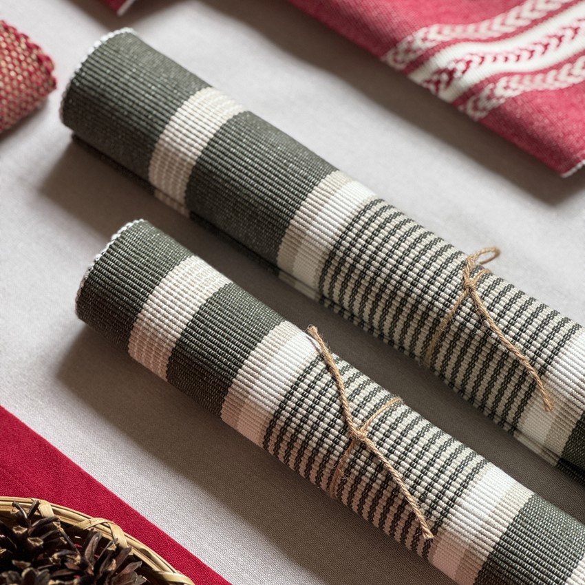 Återvunnen Löpare Greta, Olivgrön/Linne