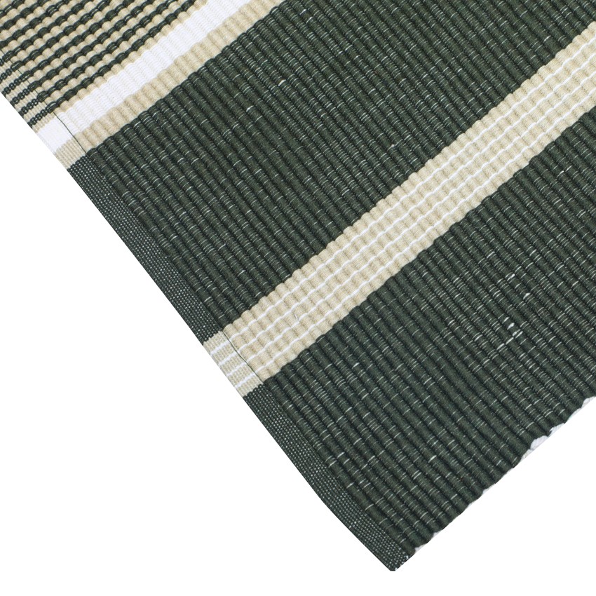 Återvunnen Ripsmatta Greta, Olivgrön/Linne